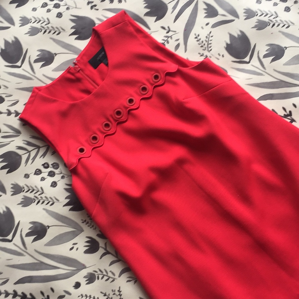 Jcrew scallop red dress size 2